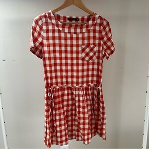 Doe & Rae Orange and White Plaid  Dress